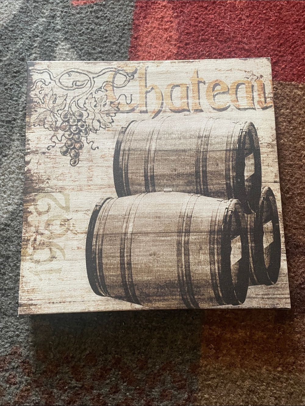 Rustic Chateau Barrel Wall Art Canvas - Neutral Brown